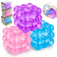 SQUEEZ BALL SENSORY SQUISHY BUBBLE CUBE - TPR AND MALTOSE - PURPLE