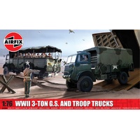 AIRFIX A03306A WWII 3-TON G.S. AND TROOP TRUCK 1/76 SCALE PLASTIC MODEL KIT