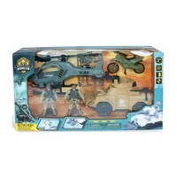 SPECIAL FORCES ARMORED CAR AND HELICOPTER WITH FIGURINES