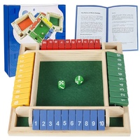 SHUT THE BOX FOR 4 PLAYERS WOODEN DICE BOARD GAME