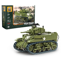 BUILD ARMY BA1003 M5A1 STUART WW2 AMERICAN LIGHT TANK 1/33 SCALE MODEL BRICK KIT