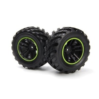 BLACKZON 540324 SPRYTE WHEELS /TIRE ASSEMBLED (BLACK/GREEN)