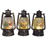 COTTON CANDY LED SNOW LANTERN - SANTA AT FIREPLACE