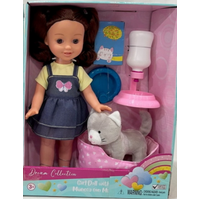 GIGO 23505 DREAM COLLECTION 12 INCH GIRL DOLL PLAYSET WITH CAT