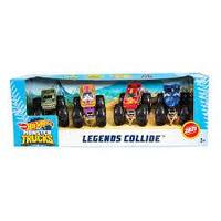 HOT WHEELS MONSTER TRUCKS LEGENDS COLLIDE 4 VEHICLE SET
