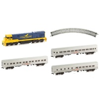 FRATESCHI INDIAN PACIFIC L CLASS LOCOMOTIVE WITH 3 BUDD CARS AND TRACK HO GAUGE