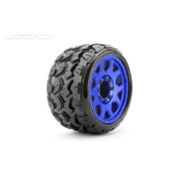 JETKO JKO1601CLMSGBB1 1/8 SGT 3.8 EX-TOMAHAWK WHEELS/TYRES (CLAW RIM, METAL BLUE, MED SOFT, BELTED, 17MM, 0 OFFSET) PREMOUNTED WHEELS