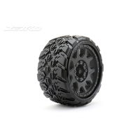 JETKO 1602CBMSGBB3 1/8 SGT 3.8 EX-KING COBRA TYRES (CLAW RIM, BLACK, MED SOFT, BELTED, 12MM) PREMOUNTED RC CAR WHEELS