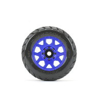 JETKO JKO1803CLMSGB 1/8 MT 3.8 WHEELS/TYRES (CLAW RIM, METAL BLUE, MEDIUM SOFT, GLUED, BELTED) 12MM/17MM MULTI OFFSET