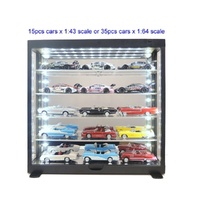 KC DISPLAY CASES KC8850MBK 5 TIER LED BLACK BASE DISPLAY CASE WITH MIRROR BACK FOR 1/64 AND 1/43 SCALE VEHICLES AND SIMILAR