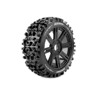 LOUISE RC L-T3130SB B-PIONEER 1/8 BUGGY WHEELS PRE-MOUNTED SOFT ON BLACK SPOKE WHEELS, 17MM HEX, 2 PIECES [LT3130SB]