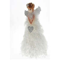 COTTON CANDY LED ANGEL TREE TOPPER WHITE FEATHER DRESS