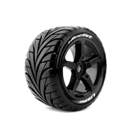LOUISE RC L-T3250SB 1/8 SCALE ON ROAD TRUGGY TIRES- MOUNTED /SOFT/0" OFFSET BLACK SPOKE RIM 17MM HEX