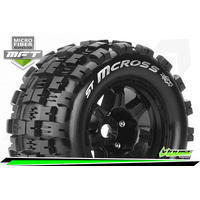 LOUISE LT3327BH MFT 1/8 ST-MCROSS STADIUM TRUCK TIRE SPORT, 1/2 OFFSET, BLACK RIM, 17MM HEX, PRE MOUNTED