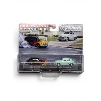 OZ WHEELS FX CUSTOM & FX SEDAN HAULING KIDS & RIPPING SKIDS FSD SERIES 2 TWIN SET 1/64 SCALE DIECAST VEHICLE