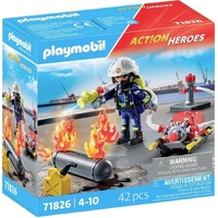 PLAYMOBIL 71826 ACTION HEROES FIREFIGHTER WITH WATER PUMP 42PC