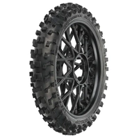 PROLINE PRO1022910 DUNLOP GEOMAX MX33 V2 BEAD CR4 FRONT TIRE MOUNTED ON BULLYSPOKE BLACK WHEEL PROMOTO-MX