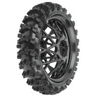 PROLINE PRO1024710 DUNLOP GEOMAX MX14 V2 BEAD CR4 REAR TYRE MOUNTED ON BULLYSPOKE BLACK WHEEL PROMOTO-MX