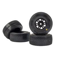 PROLINE PRO1028510 KING-PIN TYRES MOUNTED ON BLACK SPLIT SIX WHEELS, 4PCS, ARRMA MOJAVE GROM