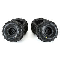 PROLINE PRO1030010 DREADNAUGHT F/R TYRE SET MOUNTED ON BLACK WHEELS, ARRMA GORGON/QUAKE GROM