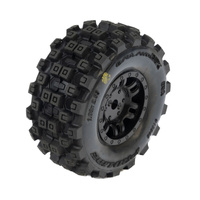 PROLINE PRO1034010 BADLANDS MX TYRES MOUNTED ON BLACK SPLIT SIX WHEELS, 4PCS, ARRMA MOJAVE GROM