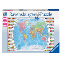 RAVENSBURGER 00655 POLITICAL WORLD MAP 1000PC JIGSAW PUZZLE