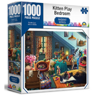 CROWN 1000 PIECE PUZZLE 69CM X 50CM RADIANT SERIES - KITTEN PLAY BEDROOM