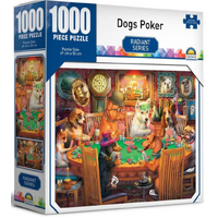 CROWN 1000 PIECE PUZZLE 69CM X 50CM RADIANT SERIES - DOGS POKER