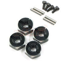 YEAH RACING WA-033BK ALUMINIUM HEX ADAPTOR SET BLACK 12X6MM FOR 1/10 RC TOURING, DRIFT, CRAWLER
