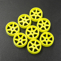 YEAH RACING WL-0145FYW PLASTIC NARROW RIM SET 8.5MM (OFFSET 0 +1 +2 +3) FLUORESCENT YELLOW FOR 1/28 AWD MINI-Z