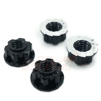 YEAH RACING YA-0448BK 4MM ALUMINIUM WHEEL FLANGE LOCK NUT SILVER 4 PIECES FOR RC CAR