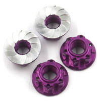 YEAH RACING YA-0448PP 4MM ALUMINIUM WHEEL FLANGE LOCK NUT PURPLE 4 PIECES FOR RC CAR
