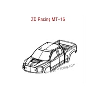 ZD Racing 16030 MT16 Black body shell PVC+ magic sticker [MT-16]